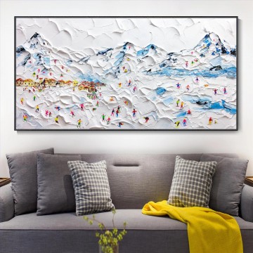 Esquiador en una montaña nevada, arte de pared, deporte, nieve blanca, decoración de la habitación de esquí de Knife 17 Pinturas al óleo